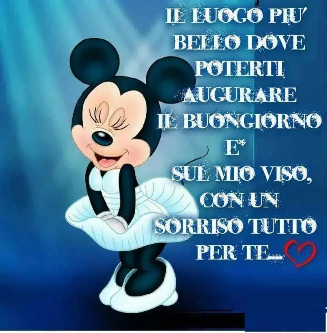 immagine con minnie e una frase di buongiorno