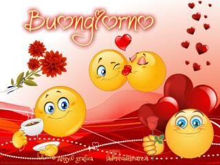 immagine di buongiorno di amore con delle emoticon